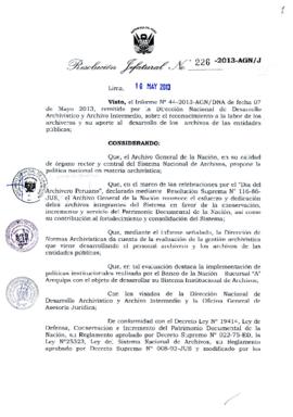 Resolución Jefatural N° 226-2013-AGN/J