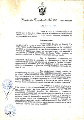 Resolución Directoral N° 020-2002-AGN/OTA