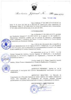 Resolución Jefatural N° 285-2004-AGN/J