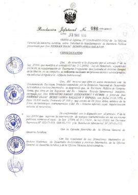 Resolución Jefatural N° 086-1999/AGN/J