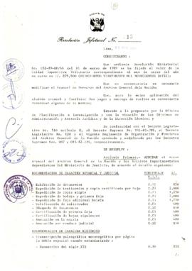 Resolución Jefatural N° 015-1989/AGN/J