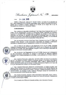 Resolución Jefatural N° 120-2019-AGN/J