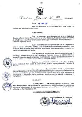 Resolución Jefatural N° 059-2016-AGN/J