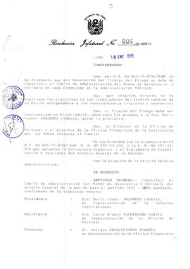 Resolución Jefatural N° 005-1995/AGN/J