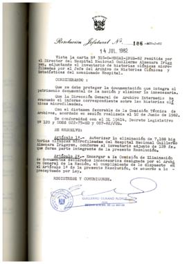 Resolución Jefatural N° 106-1982/AGN/J