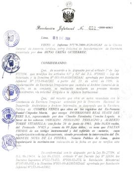 Resolución Jefatural N° 452-2000/AGN/J