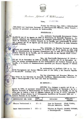 Resolución Jefatural N° 160-1984/AGN/J