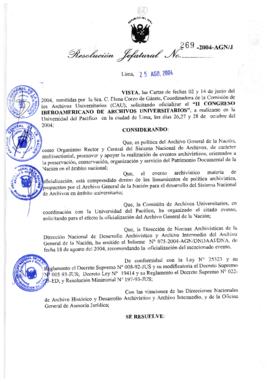 Resolución Jefatural N° 269-2004-AGN/J