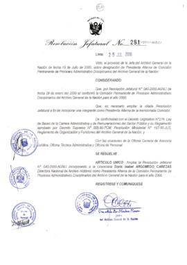Resolución Jefatural N° 281-2000/AGN/J