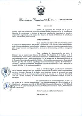 Resolución Directoral N° 067-2013-AGN/OTA
