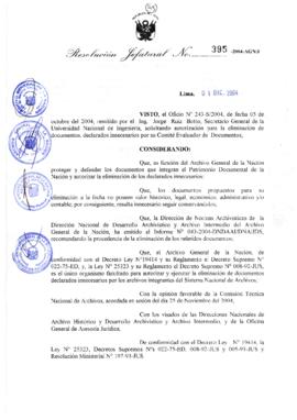 Resolución Jefatural N° 395-2004-AGN/J