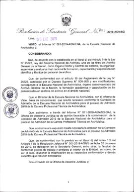 Resolución de Secretaría General N° 002-2019-AGN/SG