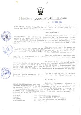 Resolución Jefatural N° 068-1994/AGN/J