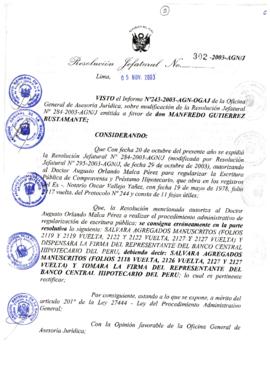 Resolución Jefatural N° 302-2003-AGN/J