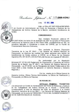 Resolución Jefatural N° 515-2008-AGN/J