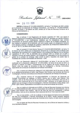 Resolución Jefatural N° 042-2020-AGN/J