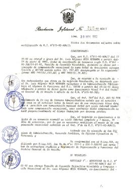 Resolución Jefatural N° 212-1992/AGN/J