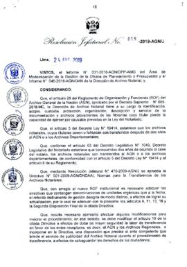 Resolución Jefatural N° 018-2019-AGN/J