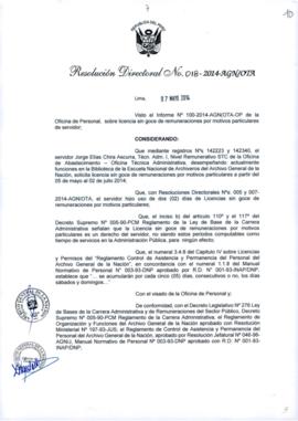 Resolución Directoral N° 018-2014-AGN/OTA