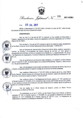 Resolución Jefatural N° 104-2017-AGN/J