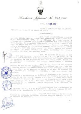 Resolución Jefatural N° 063-1997/AGN/J