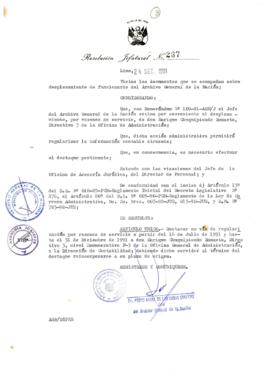 Resolución Jefatural N° 287-1991/AGN/J
