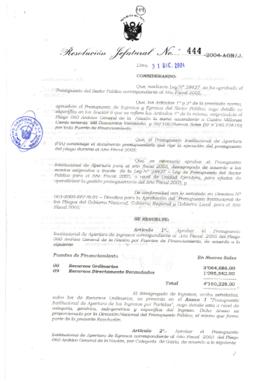 Resolución Jefatural N° 444-2004-AGN/J