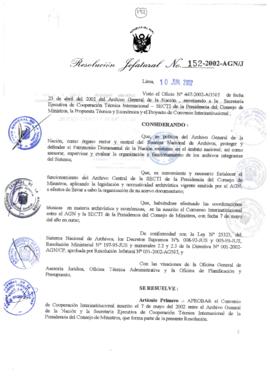 Resolución Jefatural N° 152-2002/AGN/J