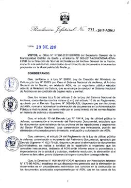 Resolución Jefatural N° 231-2017-AGN/J