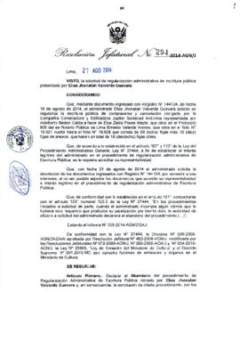 Resolución Jefatural N° 294-2014-AGN/J
