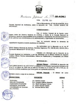 Resolución Jefatural N° 031-1998/AGN/J