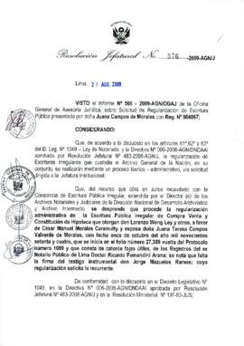 Resolución Jefatural N° 376-2009-AGN/J