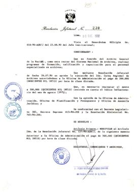 Resolución Jefatural N° 230-1990/AGN/J