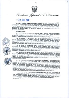 Resolución Jefatural N° 172-2016-AGN/J