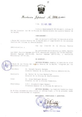 Resolución Jefatural N° 088-1995/AGN/J