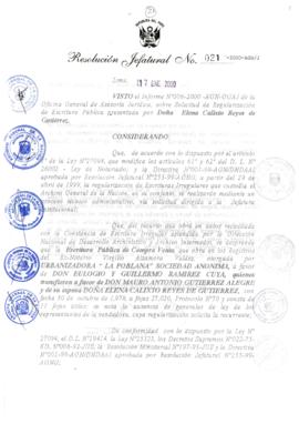 Resolución Jefatural N° 021-2000/AGN/J