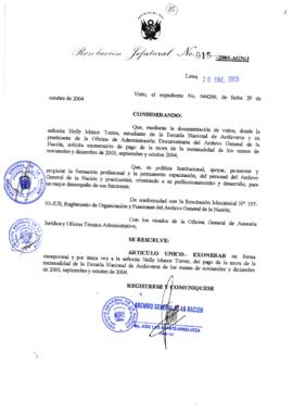 Resolución Jefatural N° 015-2005-AGN/J