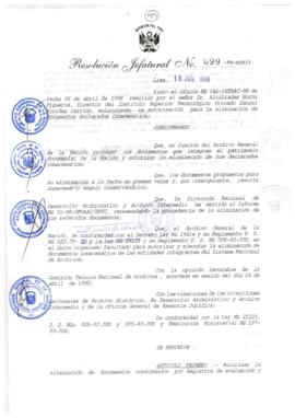 Resolución Jefatural N° 099-1998/AGN/J
