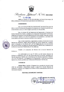 Resolución Jefatural N° 093-2014-AGN/J