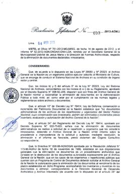 Resolución Jefatural N° 053-2013-AGN/J