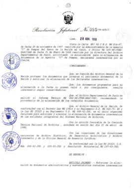 Resolución Jefatural N° 055-1998/AGN/J