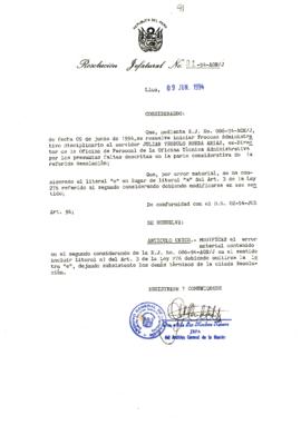 Resolución Jefatural N° 091-1994/AGN/J
