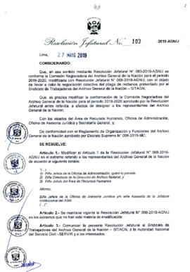 Resolución Jefatural N° 103-2019-AGN/J