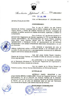 Resolución Jefatural N° 234-2006-AGN/J