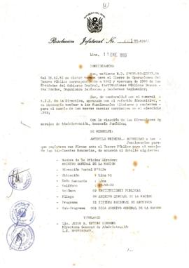 Resolución Jefatural N° 001-1993/AGN/J