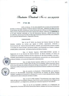 Resolución Directoral N° 038-2015-AGN/OTA