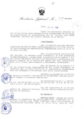 Resolución Jefatural N° 118-1996/AGN/J
