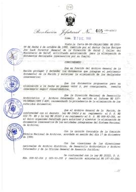 Resolución Jefatural N° 405-1999/AGN/J
