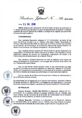 Resolución Jefatural N° 145-2018-AGN/J