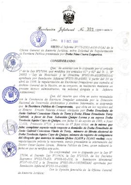 Resolución Jefatural N° 321-2001/AGN/J